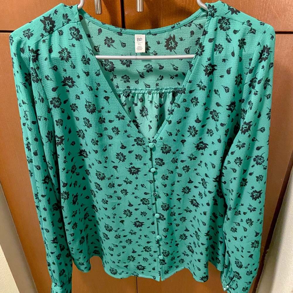 BP Green Long Sleeve Blouse